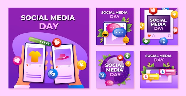 Instagram posts collection for social media day celebration