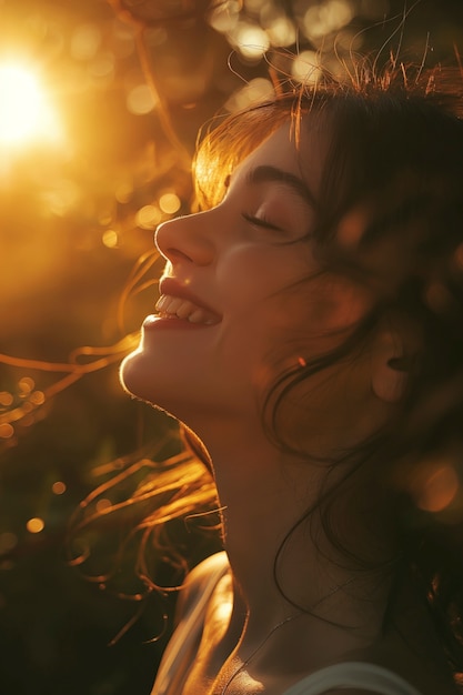 Photorealistic happiness scene with happy woman